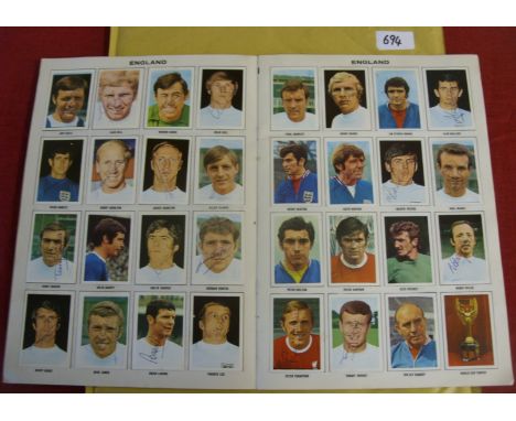 1970 An autographed sticker album, Mexico 70, the World Cup Soccer Stars, FKS, Album, complete with all the stickers lightly 