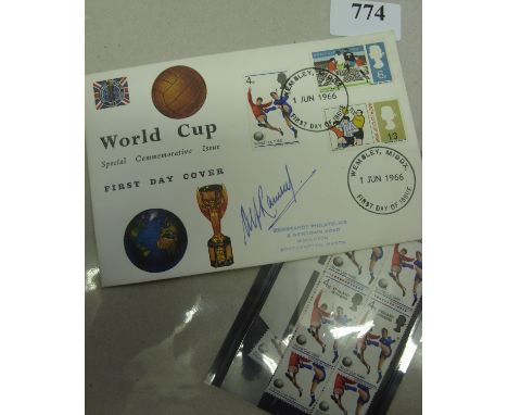 1966 World Cup, a first day cover, autographed by Alf Ramsey, and franked, Wembley 1st June 1966, plus 12 England Winners 4D 