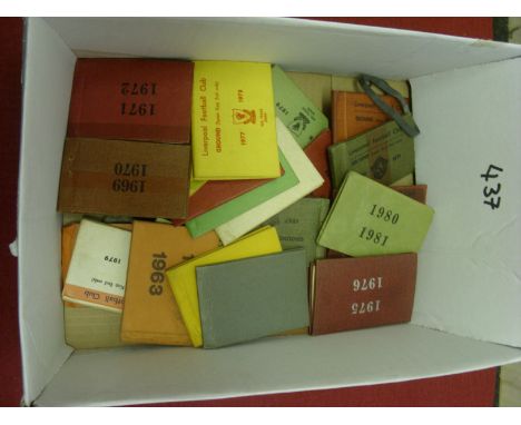 Liverpool, a collection of 32 cloth season ticket books from 1962/63 to 1982/83, not a complete run but with duplicates
