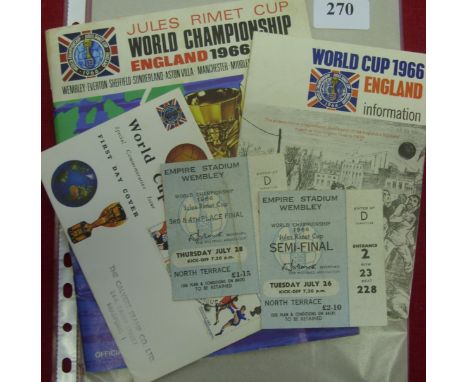 1966 World Cup, a pair of tickets from the games at Wembley, England v Portugal, Semi-Final at Wembley on 26/07/1966, and the