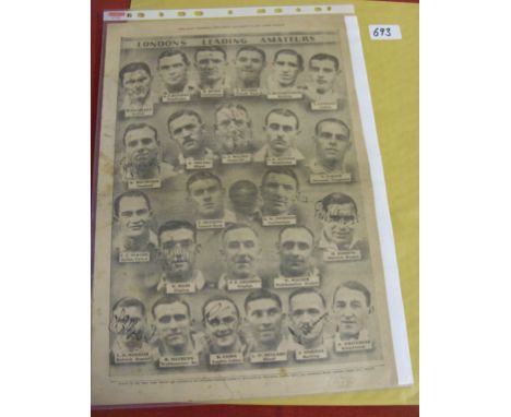 1937 London Leading Amateurs, a full page supplement from the Star Newspaper dated 15/09/1937, showing head & shoulder pictur