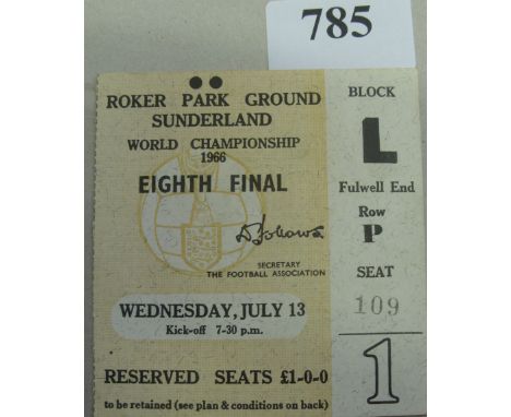 1966 World Cup, Italy v Chile, a ticket from the game played at Sunderland on 13/07/1966