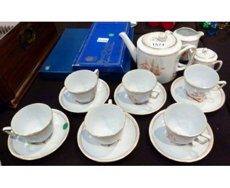 Spode tea set, clipper ships and Royal Worcester and Doulton Boxed plates