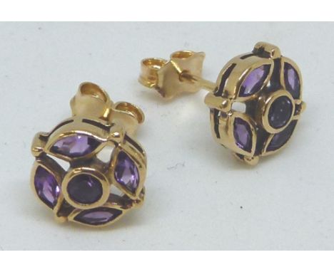 Pair of 9ct gold hallmarked amethyst earrings
