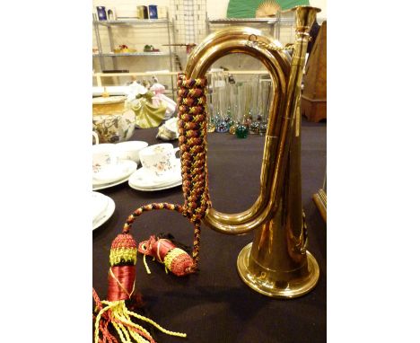 Brass army bugle with tassels