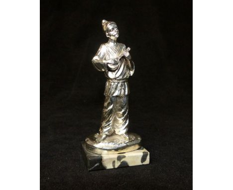 Continental 800 standard silver figure of a Pierrot with lute, 11cm h 