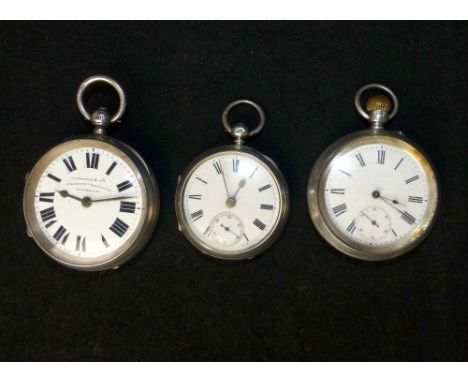 Early 20th C silver open face pocket watch, dial signed J. W. Morris & Co., Faversham Standard Timekeeper, enamel dial with R