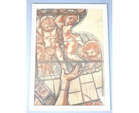 Sir Frank Salisbury, 20th C British, preliminary sketch for stained glass window, Methodist Cathedral at Medak in India, cher