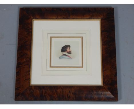 19th century school, portrait of a gentleman wearing a ruff, watercolour, indistinctly signed, 9 x 9cm