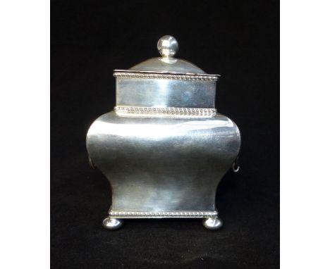 Georgian design silverplated tea caddy of rectangular bombe form