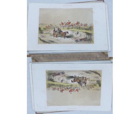 H. R. Brown, 'Hunting Bits by Phiz', a book of coloured lithographs