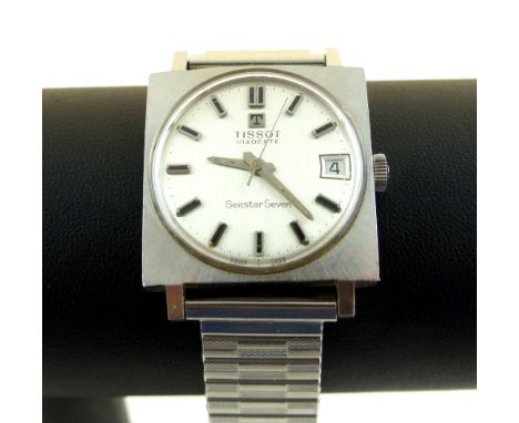 Vintage Tissot Seastar Seven gentleman's wristwatch, the silvered dial with baton numerals and date aperture, within a polish