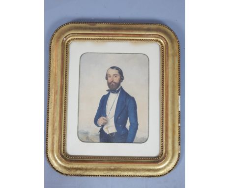 Fils Millet, 1849, portrait of a Victorian gentleman, aesthetic watercolour, signed and dated l.r., 34.5 x 26.8cm
