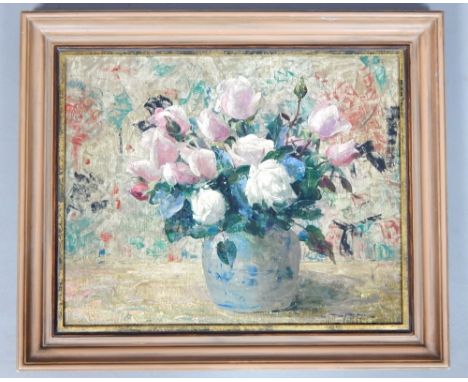 Willy van Riet, Dutch, 1882-1927, still life of roses, oil on canvas, signed lower right, 35 x 45cm