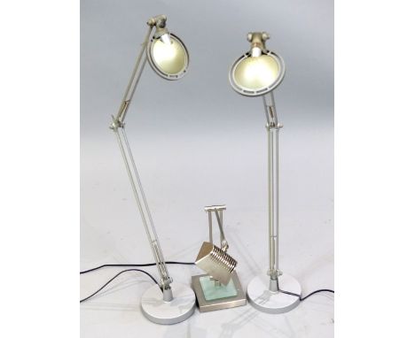 Pair of Italian adjustable table lamps, c.1990's, and a single 1990s adjustable table lamp