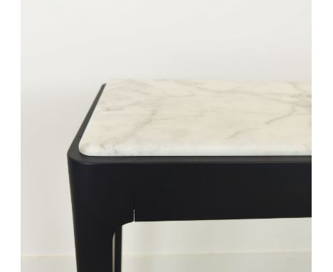 CONSOLE TABLE, with a marble top and back base, 40cm D x 90cm H x 181cm W.