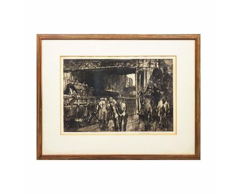 SIR FRANK WILLIAM BRANGWYN RA RWS RBA (1876-1956), CANNON STREET PIER, etching, signed in pencil, The Fine Art Society label 