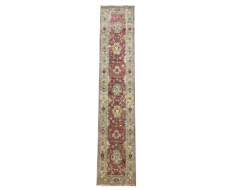 CONTEMPORARY SULTANABAND DESIGN LONG RUNNER, 395cm x 79cm.