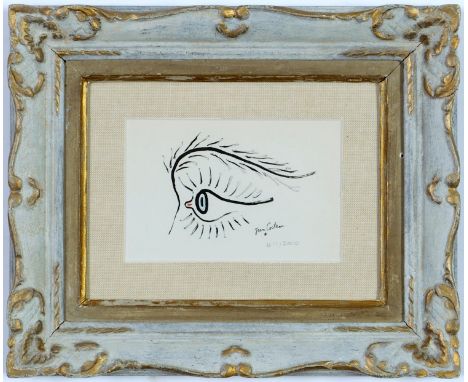 JEAN COCTEAU, Blue eye, signed in the plate,  edition: 2000, numbered lithograph, French vintage frame, 17cm x 12cm.