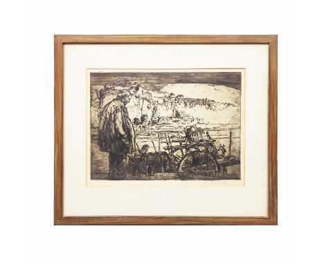 SIR FRANK WILLIAM BRANGWYN RA RWS RBA (1867-1956), THE FARMER OF PORTEROQUE, etching, signed in pencil, Fine Art Society labe