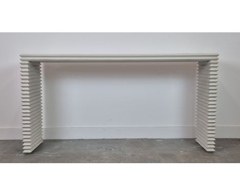 CONSOLE TABLE, contemporary design, painted wood, with carved supports, 160cm W x 33cm D x 83cm H.
