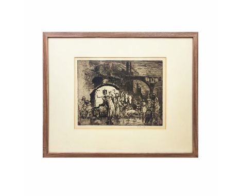 SIR FRANK WILLIAM BRANGWYN RA RWS RBA (1876-1956), UNTITLED, etching, signed in pencil, 31cm x 39cm, framed.