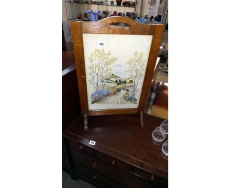 1930's oak framed tapestry fire screen 47x72cm, COLLECT ONLY