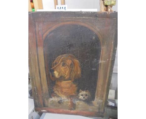 An oil on canvas dog portrait.30.5cm x 41cm.