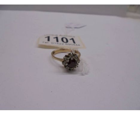 A 9ct gold diamond cluster ring, size K half, 3.2 grams.
