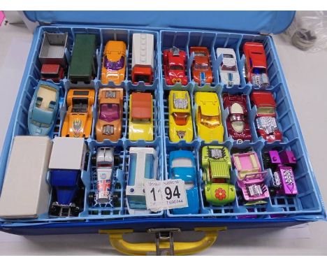 A Matchbox Superfast carry case with 48 cars including Corgi Juniors, in very good condition.