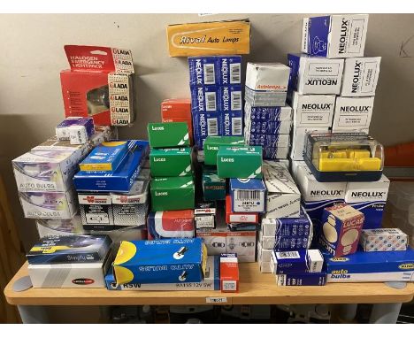 A large quantity of boxed vintage and classic car light bulbs