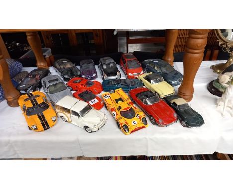 A good collection of mainly 1/18 scale diecast model cars including Jaguar, MG etc