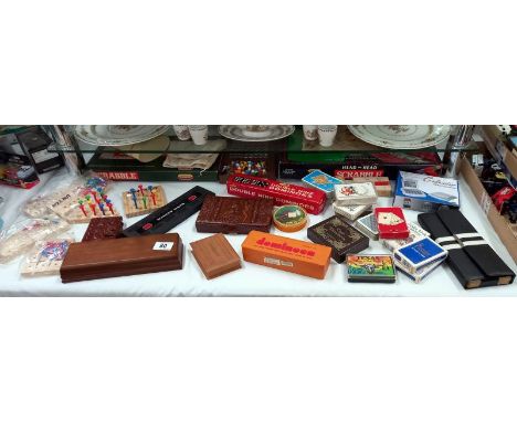 A large lot of vintage playing cards &amp; games include cribbage &amp; dominoes etc.