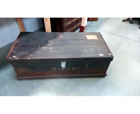 A Victorian pine tool trunk. COLLECT ONLY
