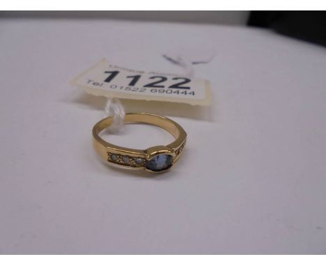 A unmarked ring&nbsp; (tests poss. 18ct) size O, 3.1 grams.