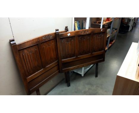 A pair of 1930-1950's solid oak 3ft bed headboards, COLLECT ONLY