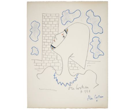 JEAN COCTEAU (1889-1963)Chevalier à la Tour signé au marker bleu et inscrit Epreuve d'artiste XIV/XXXlithographie en couleurs