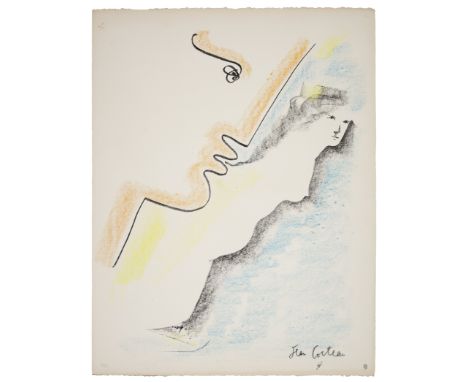 JEAN COCTEAU (1889-1963)Profil et silhouette de Femme signé et inscrit H.C., avec cachet d'atelier lithographie rehaussée ave