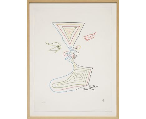 JEAN COCTEAU (1889-1963)Double-profil aux Arabesques cachet de l'atelier et numéroté 59/150lithographie en couleurs55 x 41cm 