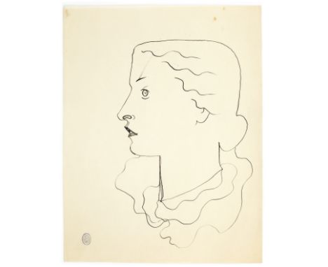 JEAN COCTEAU (1889-1963)Portrait de Louise de Vilmorin cachet de l'atelier encre de Chine sur papier 27 x 21cm (10 5/8 x 8 1/