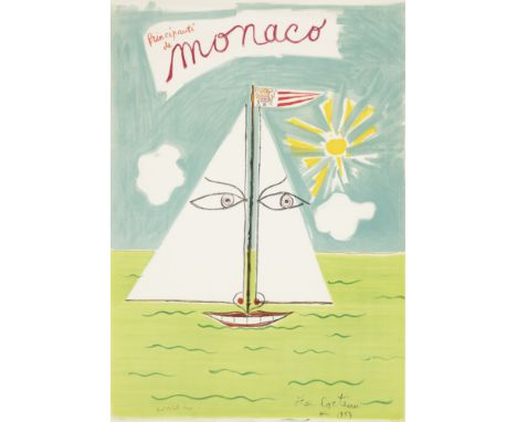 JEAN COCTEAU (1889-1963)Principauté de Monaco cachet de l'atelier et numéroté 69/150lithographie en couleurs73 x 49,8cm (28 3