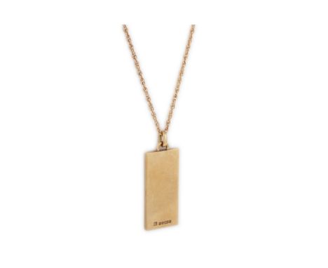 A 9CT GOLD INGOT PENDANT, to a 9ct gold neck chain, 12.6 g.