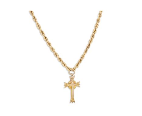 A 9CT GOLD CROSS, together with a 14ct gold chain, 6.5 g.