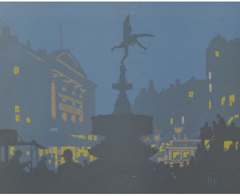 John Hall Thorpe (Australian, 1874-1947)'Piccadilly'woodcut in colours, signed 'Hall Thorpe' and inscribed with title in penc