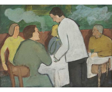 English School, 20th centuryCafe sceneoil on canvas laid on board45 x 60cmCondition ReportFramed size: 55.5 x 70.5cm.Craquelu