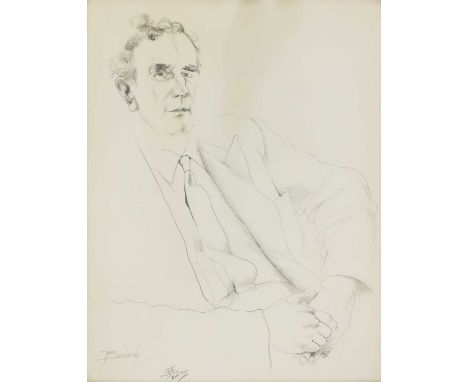 Don Bachardy (American, b.1934)Portrait of Sir John Galway FosterSigned 'Bachardy' l.l., signed 'J Foster' and dated 'Nov 4 1