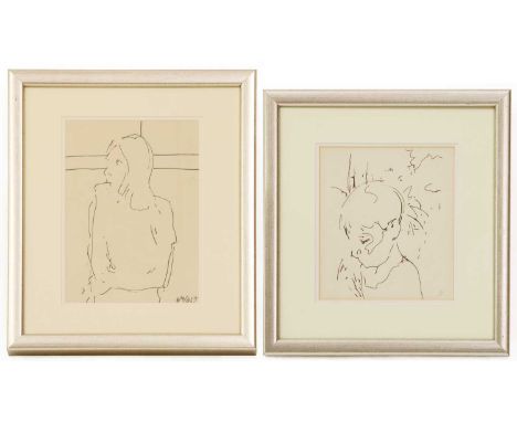 ▴ David Tindle RA (b.1932)'Robert', c.1965;'Janet by a window', 1963two, both signed with initials 'DT' l.r. and inscribed wi