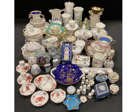 Ceramics - Crown Staffordshire Hunting Scene, including box, vase, etc; a Spode chocolate cup, cover and stand; Hammersley, W