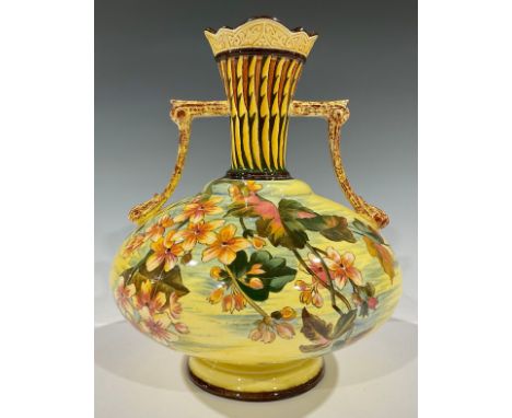 A 'Bretby' type two handled art pottery vase, c.1910 