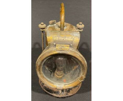 Automobiliia - a brass vintage car lamp, King of the Road, by Joseph Lucas Ltd, Birmingham, number 635/57 8, approx. 26cm hig